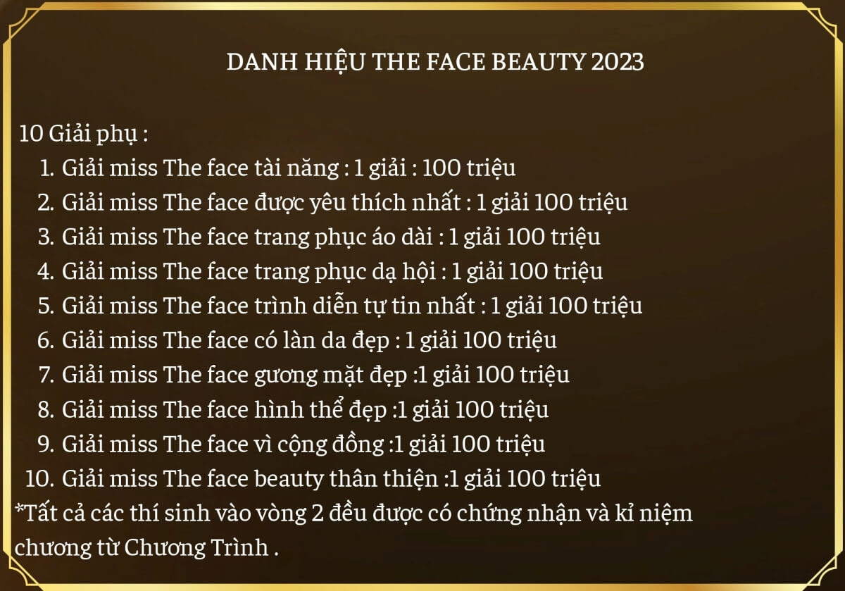 10 giải phụ the face beauty 2023
